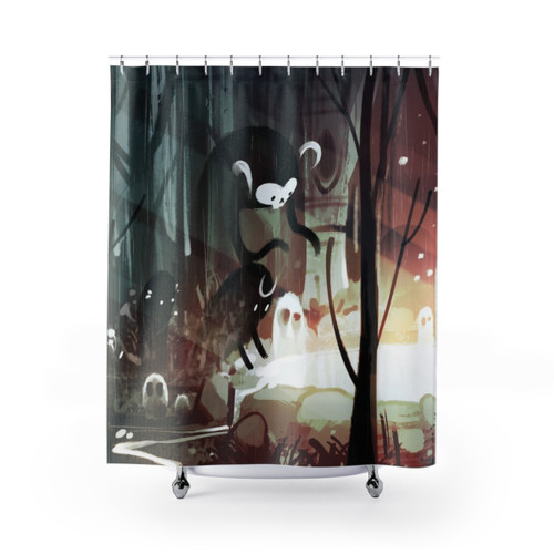 Enchanting forest-themed shower curtains with original art design