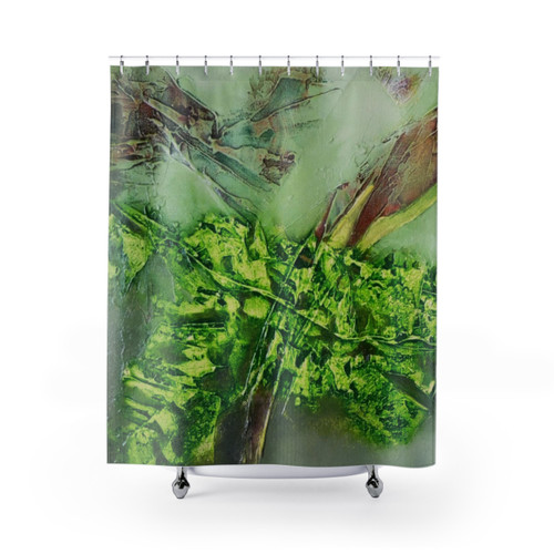 Earthy Green Shower Curtains - Handmade Natural Aesthetic Design