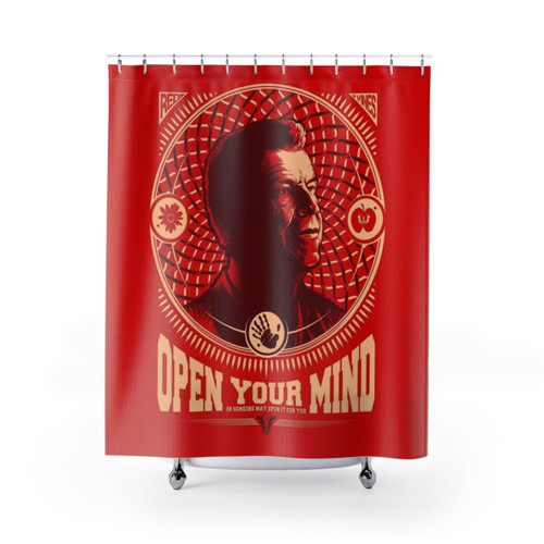 Fringe Science Shower Curtains with Glyph Design