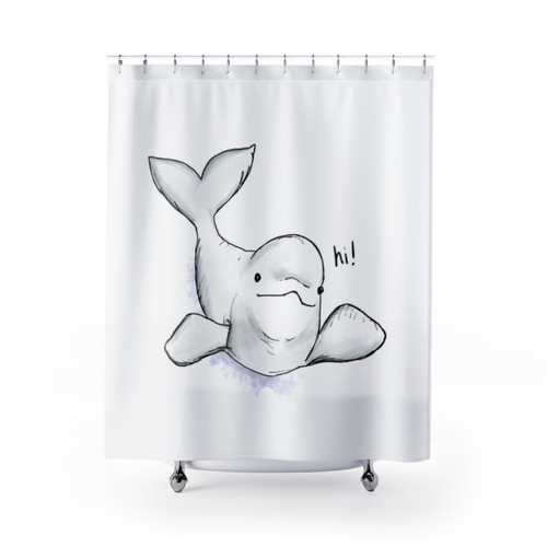 Beluga Whale Watercolor Shower Curtain