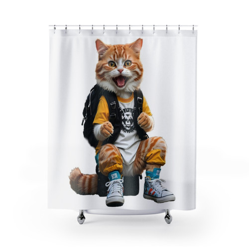 Funny cat shower curtains with a colorful and humorous design