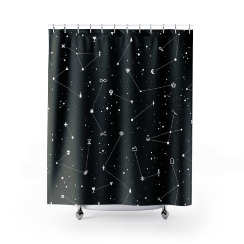 Celestial Constellations Black Shower Curtain