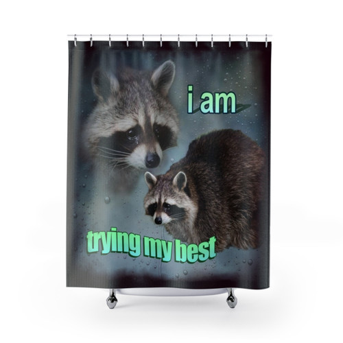 Funny Raccoon Word Art Shower Curtain