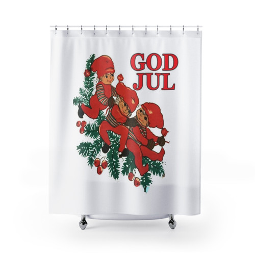Retro Vintage Scandinavian Christmas Shower Curtains
