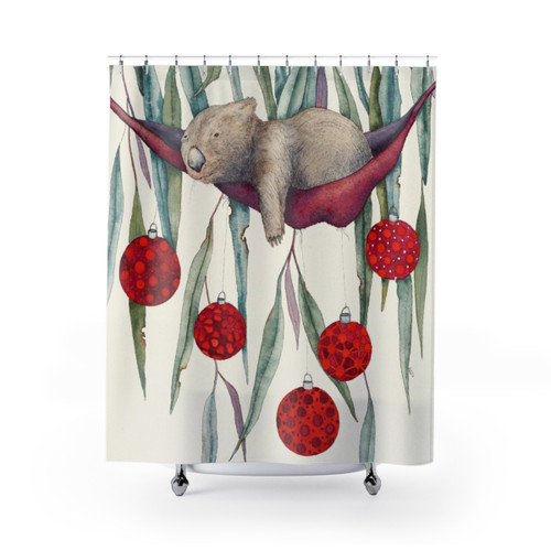 Quirky Christmas Shower Curtains with Australian Gum Leaves