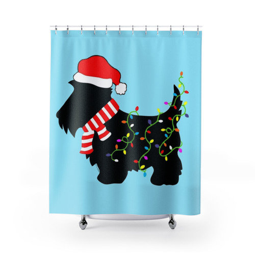 Scottie Dog Christmas Shower Curtain