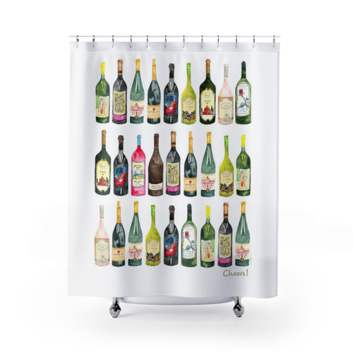 Cheers Wine Bottles Shower Curtains for Wine Lovers
