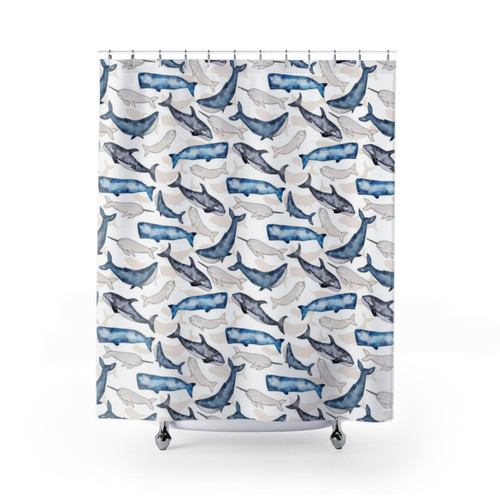 Watercolor Whale Shower Curtain