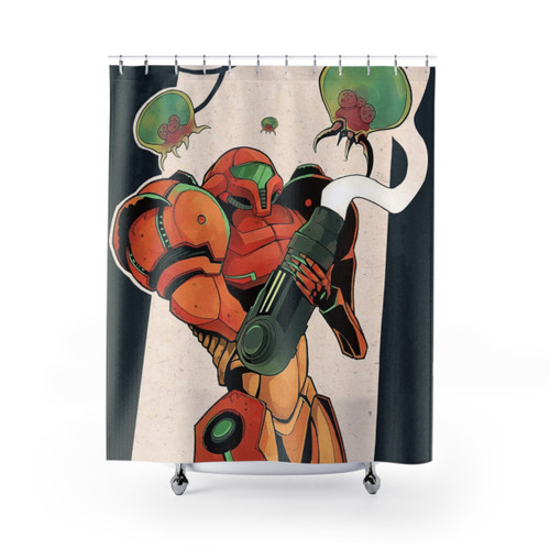 Samus Aran Metroid Themed Shower Curtain