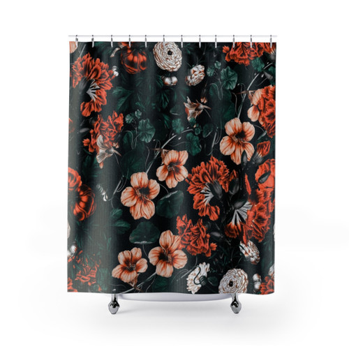 Vintage Floral Shower Curtain - NIGHT FOREST XVII-A
