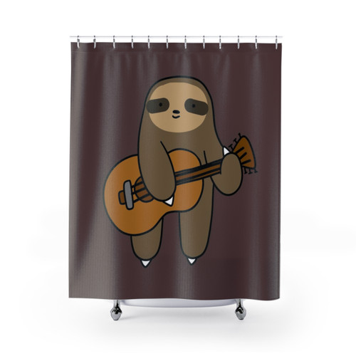 Whimsical Guitar Sloth Shower Curtain