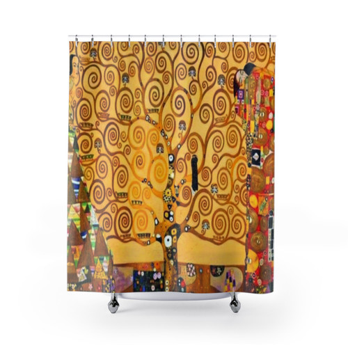 Gustav Klimt Shower Curtains featuring the Tree of Life design