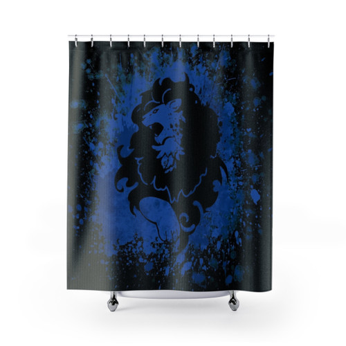 Blue Lions Splatter Shower Curtains - Fire Emblem Themed