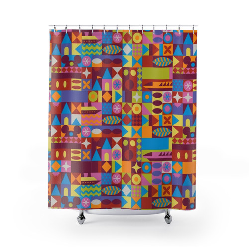Retro Color Blocks Shower Curtains