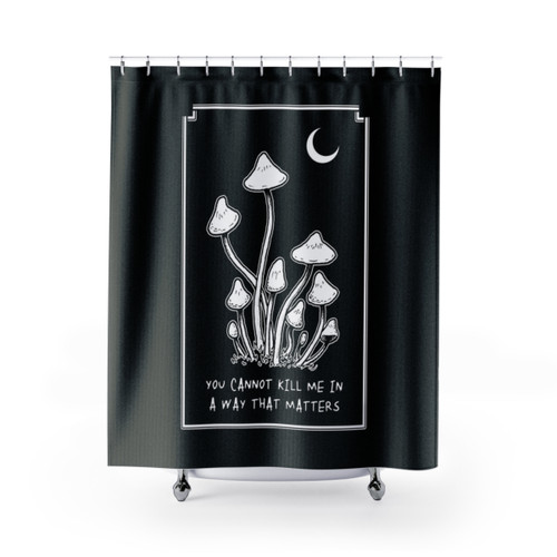 Psychedelic shower curtain with trippy mushroom design
