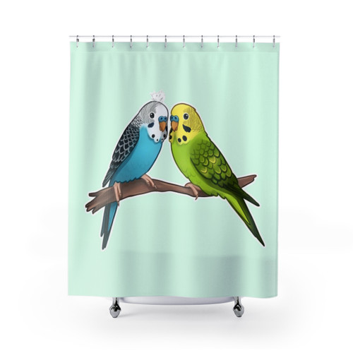 Cute Budgie Shower Curtain with Vibrant Bird Design