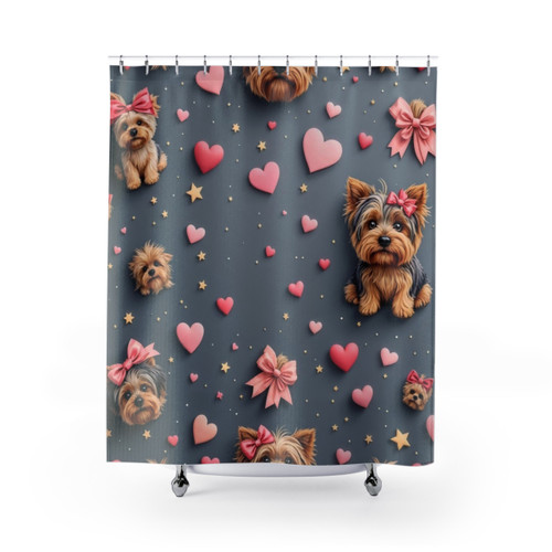Yorkshire Terrier 3D Pattern Shower Curtains