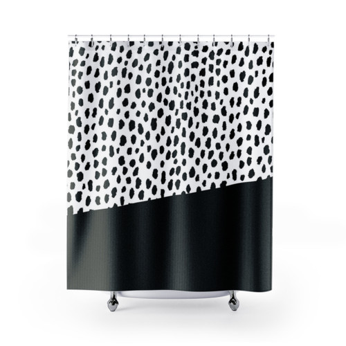 Dalmatian Spots with Black Stripe Shower Curtain