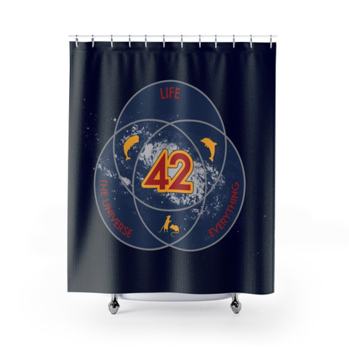 Hitchhiker's Guide to the Galaxy Shower Curtain with Venn Diagram Design