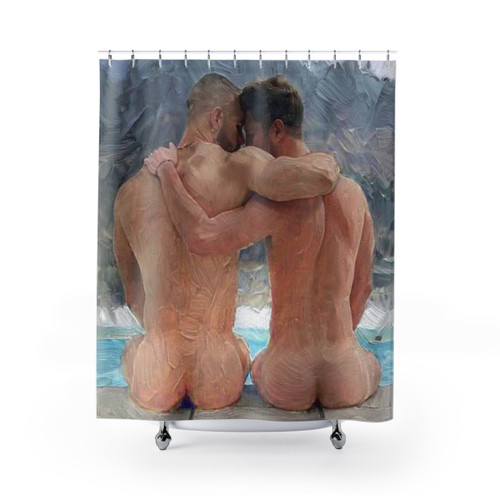 Tender Moment Gay Male Shower Curtains