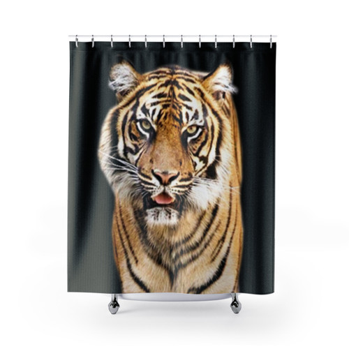 Tiger print shower curtain with vibrant wildlife design