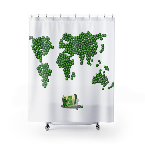 Funny Pun Shower Curtains with World Peas and World Peace Design