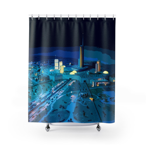 Retro Futuristic Progress City Shower Curtain