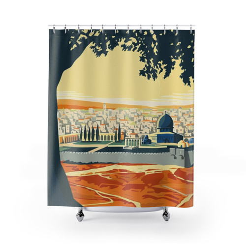 Vintage Travel Poster Visit Palestine Shower Curtains
