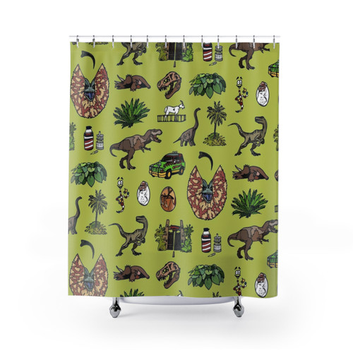 Jurassic Dinosaur Print Shower Curtains