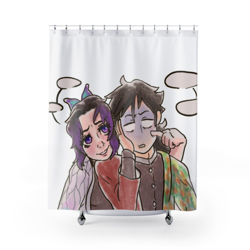 Anime Shower Curtain featuring Giyuu and Shinobu from Demon Slayer