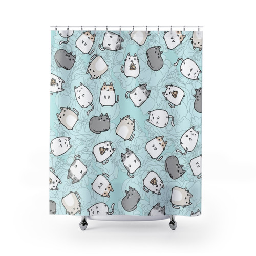 Cute Kawaii Cat Pattern Shower Curtains