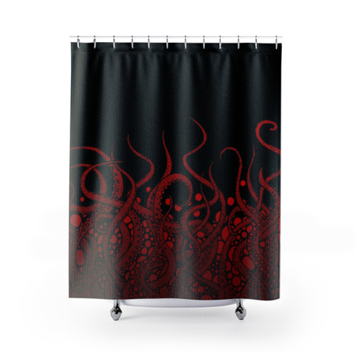 Red Tentacles Shower Curtain - Cthulhu Inspired Design