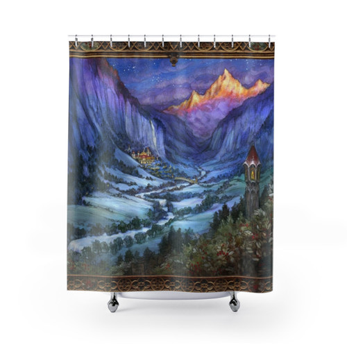 Winter Wonderland Shower Curtains featuring The Hidden Valley in Switzerland