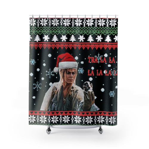 Ugly Christmas Shower Curtains with Labyrinth Movie Design