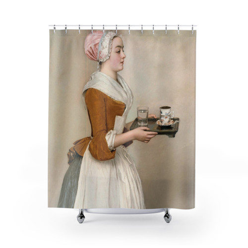 Jean-Etienne Liotard's The Chocolate Girl classic shower curtains