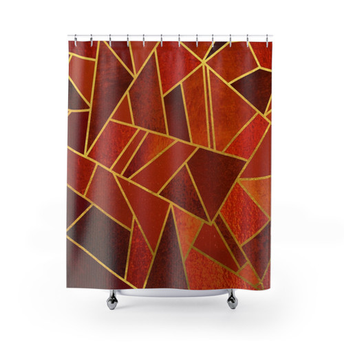 Emerald and Gold Abstract Graphic Shower Curtains