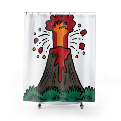 Lava Volcano Shower Curtains - Fiery, Geological Home Decor