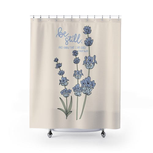 Psalm 46:10 Shower Curtains with Hydrangea Flowers