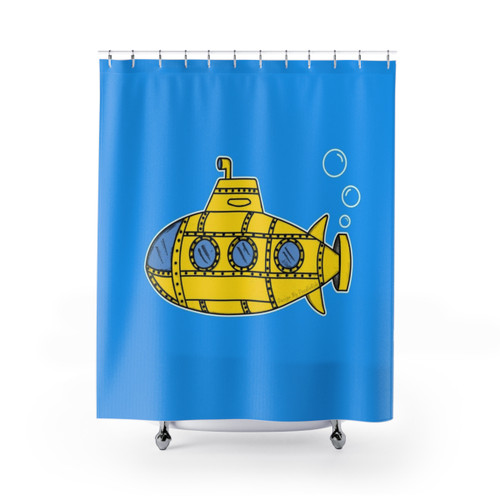 Submarine-Themed Doodle Print Shower Curtain