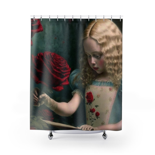 Alice in Wonderland Themed Shower Curtain