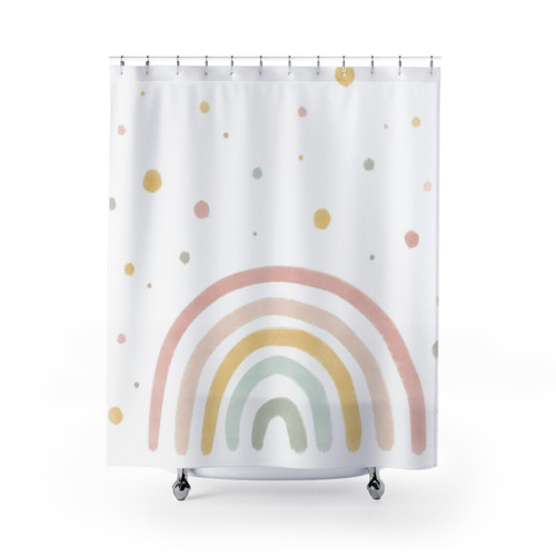 Pastel Rainbow Shower Curtains for Bathroom Decor