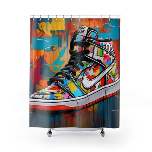 Colorful Pop Art Shower Curtains with Sneaker Designs