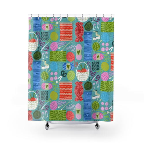 Knit One Purl One Shower Curtains for Knitting Lovers