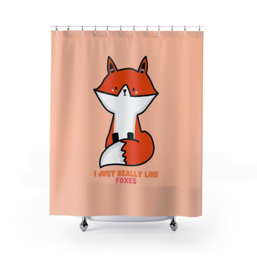 Colorful fox print shower curtain