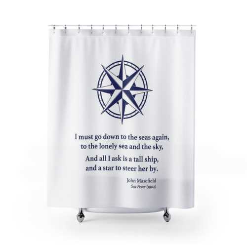 Nautical Poem Shower Curtains with Sea Fever Poetry Design