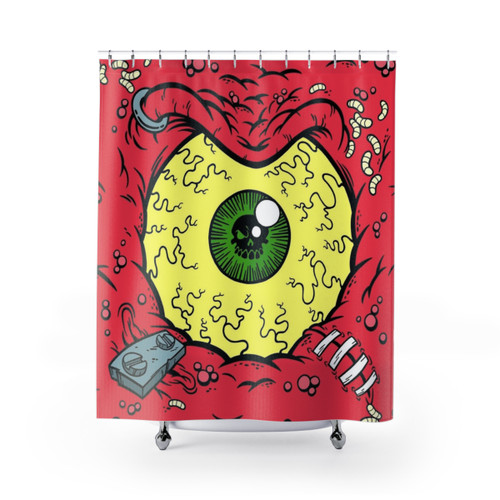 STINK-EYE Shower Curtains featuring monster and eyeball designs