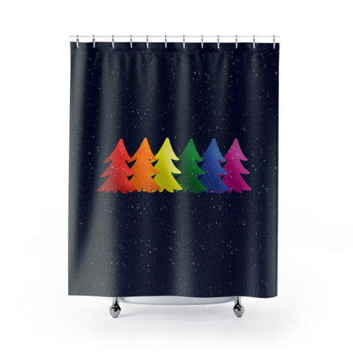 Rainbow Christmas Trees Shower Curtain