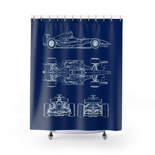 Racing Car Blueprint Shower Curtains
