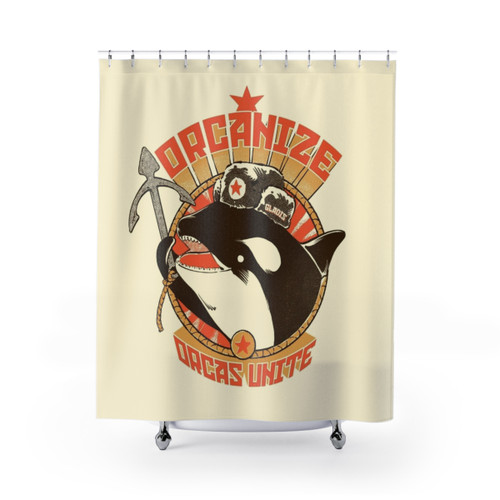 Orca themed shower curtain