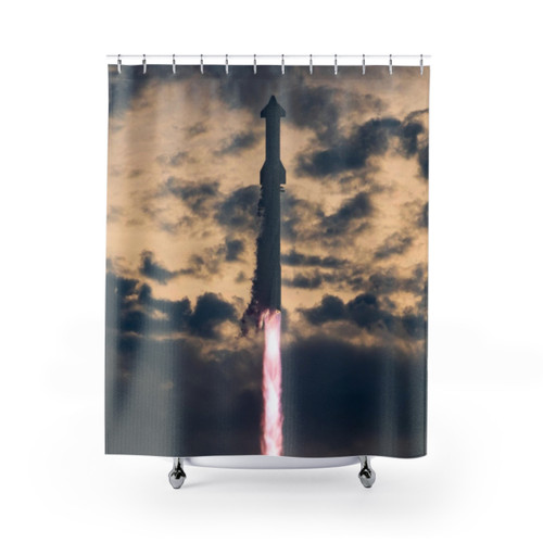 SpaceX Starship Launch Shower Curtains